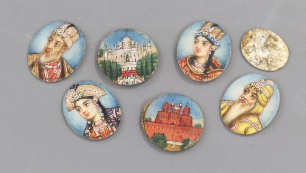 Five Indian miniature paintings in a small box
